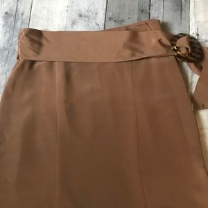Jacqueline Quinn Belted 100% Silk Skirt in Tan - 309, 311, 312